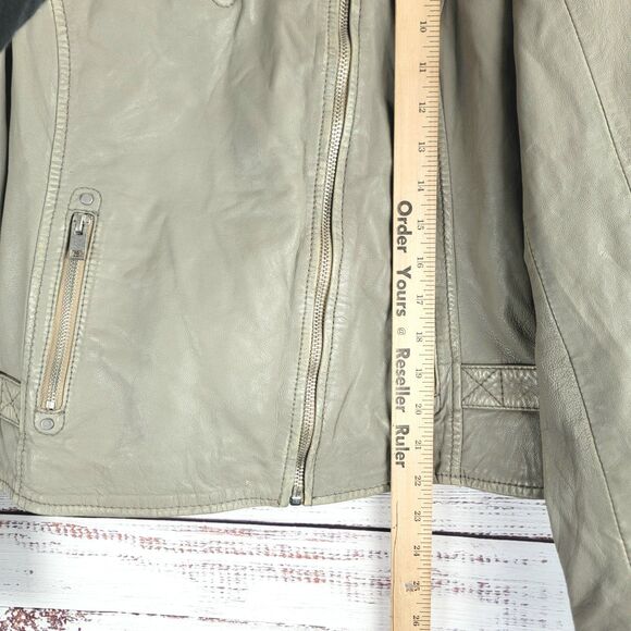Mauritius Size 6 / S Jacket Sofia Lamb Leather Moto Jacket in Elephant Grey NWT - Picture 2 of 16